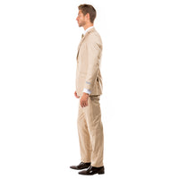 Dark Tan Men's Slim-Fit 3-Piece Sharkskin Suit