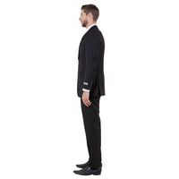 Black Men's Slim-Fit 3-Piece Sharkskin Suit
