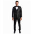 Black Men's Hybrid-Fit 3pc Paisley Suit w/ Wide Black Shawl Collar