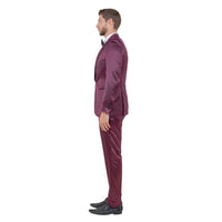 Mens 3pc Solid Satin Suit Set w/ Free Bowtie
