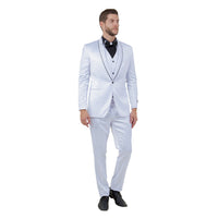 Mens 3pc Solid Satin Suit Set w/ Free Bowtie