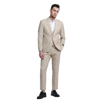Sharkskin Suits w Double Breasted Vest- Linen Feel