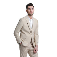 Sharkskin Suits w Double Breasted Vest- Linen Feel