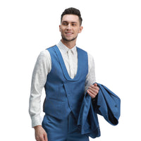 Sharkskin Suits w Double Breasted Vest- Linen Feel