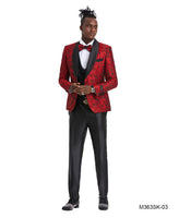 Gold / Black Shawl Collar Paisley Mens-suit