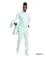 Men's Mint Polka Dot Suit With Matching Vest, Pants, & Bowtie