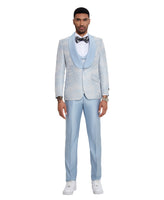 3 PC Pattern Shawl Lapel Double Breasted Vest Suit