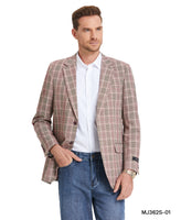 Men's Glen Plaid Slim-Fit Blazer w/ Notch Lapel