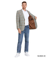 Men's Glen Plaid Slim-Fit Blazer w/ Notch Lapel