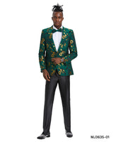 Men's Floral Slim-Fit Blazer w/ Shawl Lapel