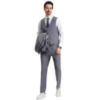 Men's Stacy Adams Hybrid-Fit 3pc Notch Lapel Suit Set, Jacket Vest and Pants