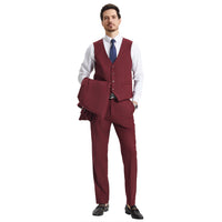 Men's Stacy Adams Hybrid-Fit 3pc Notch Lapel Suit Set, Jacket Vest and Pants