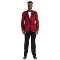 Stacy Adams Men's Hybrid-fit Velvet Jacket W/ Notch Lapel