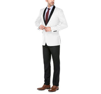 SH_201-16 White Men's Slim Fit 2-Piece Black Shawl Lapel Tuxedo