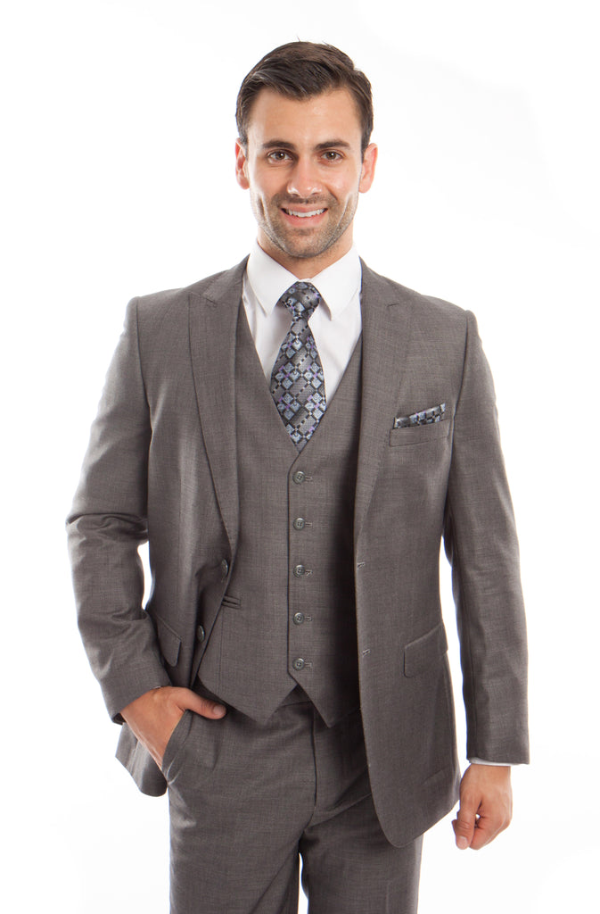 Gray 3-PC Slim Fit Stretch Suits For Men –
