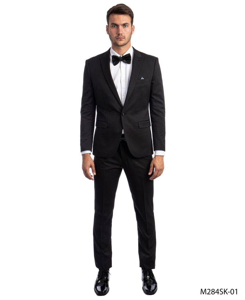 dress suit black 3 Piece Single Breasted Business Casual Slim Fit Men's Groom Wedding Black / 46R The Mens Classic Black Suit is an absolute classic Black Suits For Men: Should