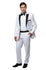 White / Black Satin Bryan Michaels Peak Lapel Tuxedo Solid Slim Fit Prom Tuxedo For Men MT182S-05