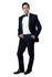 Navy / Navy Satin Bryan Michaels Satin Peak Lapel With Trim Tuxedo Solid Slim Fit Prom Tuxedo For Men MT187S-02