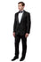 Black / Black Satin Bryan Michaels Peak Lapel Trim/Satin Shawl Collar Tuxedo Solid Slim Fit Prom Tuxedo For Men MT188S-01