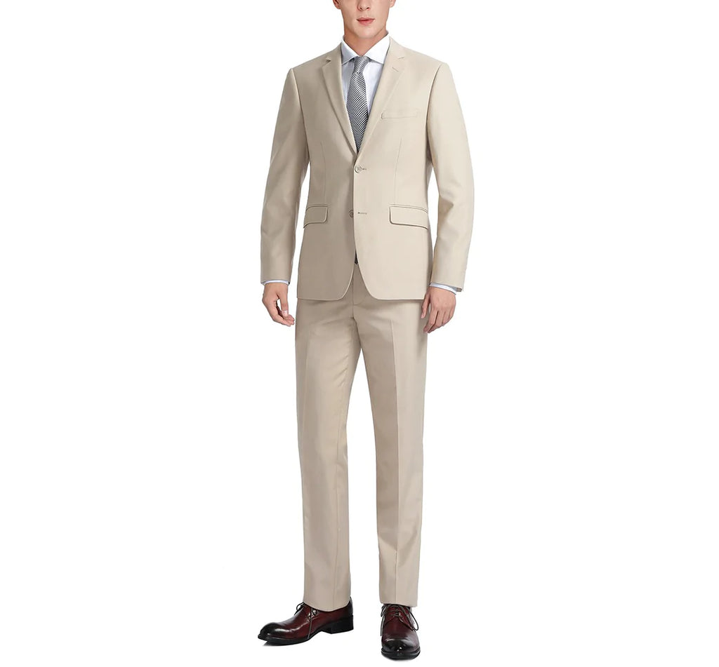 GentWith Rapid Khaki Slim Fit Notch Lapel 2 Piece Suit